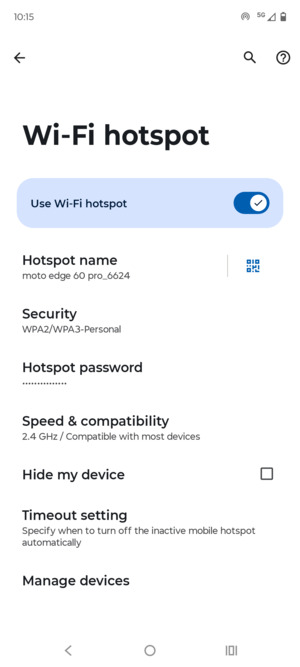Your phone is now set up for use as a modem