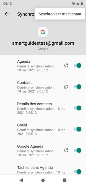 Sélectionnez Synchroniser maintenant