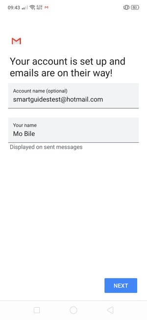 Give your account a name and enter your name. Select NEXT