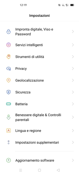 Scorri e seleziona Sicurezza