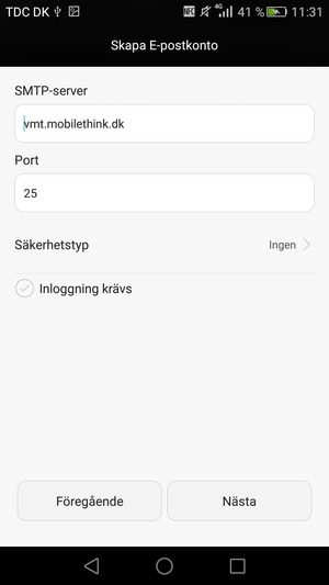 Avmarkera Inloggning krävs-rutan och välj Nästa