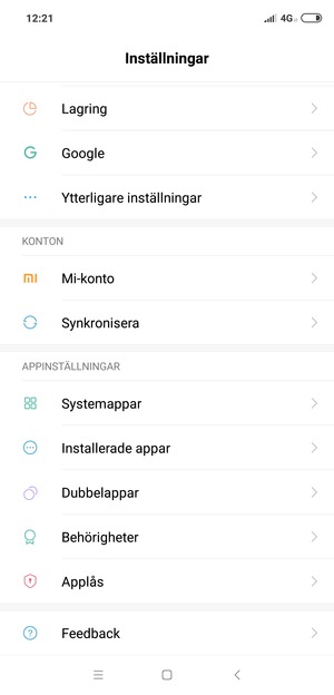 Scrolla till och välj Synkronisera
