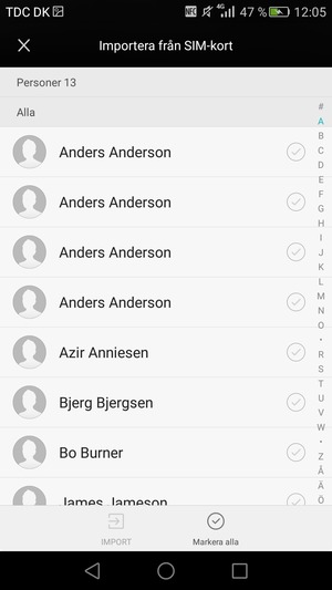 Välj Markera alla