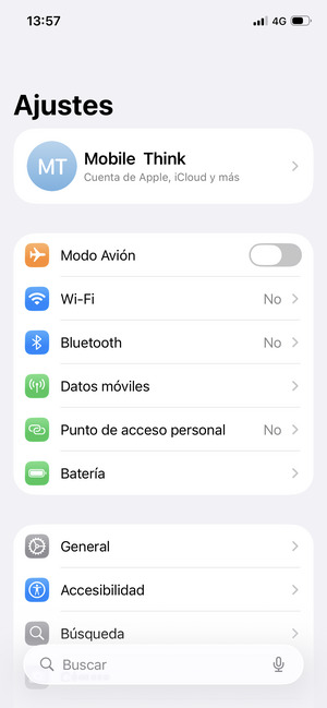 Seleccione Datos móviles