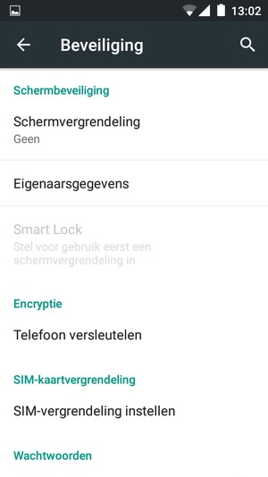 Selecteer Schermvergrendeling