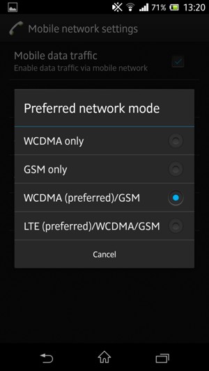 Select GSM only to enable 2G