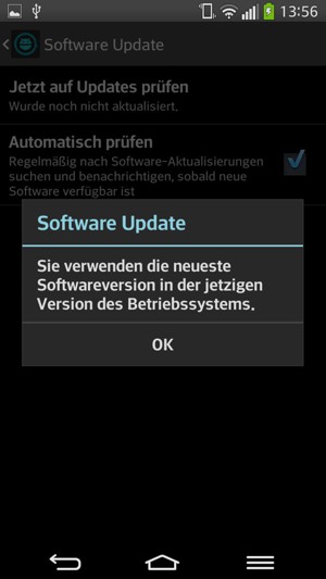 Falls Ihr Handy aktualisiert ist, wählen Sie OK