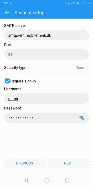 Enter Outgoing server address