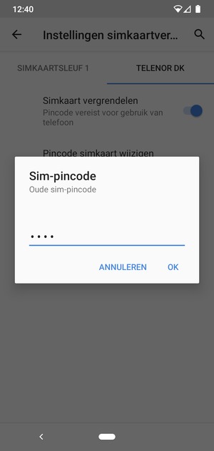 Voer Oude sim-pincode in en selecteer OK