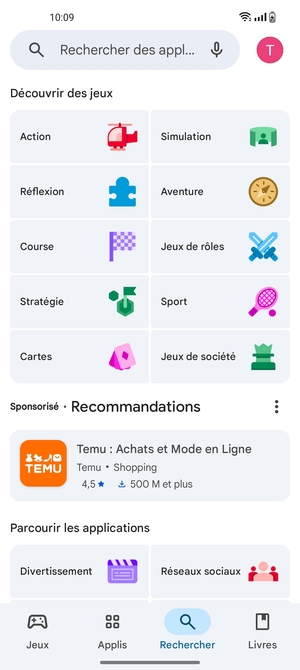 Sélectionnez la barre de Recherche