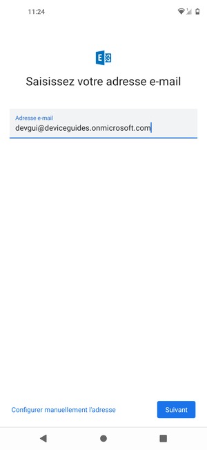 Saisissez votre adresse e-mail et sélectionnez Configurer manuellement l'adresse