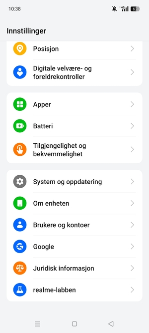 Bla til og velg System og oppdatering