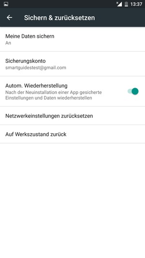 Wählen Sie Sicherungskonto