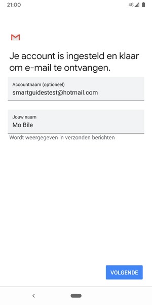Geef uw account een naam en voer uw naam in. Selecteer VOLGENDE