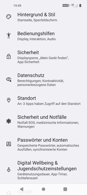 Scrollen Sie und wählen Sie Standort