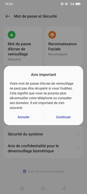 Sélectionnnez Continuer