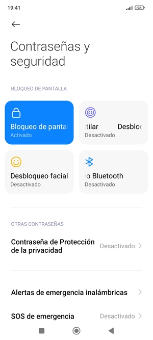 El teléfono ha sido asegurado con un bloqueo de pantalla