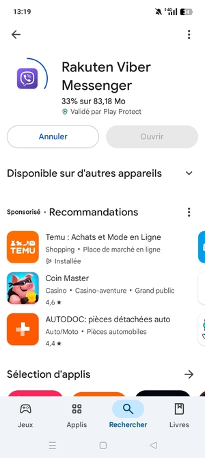 Veuillez attendre la fin de la procédure d'installation