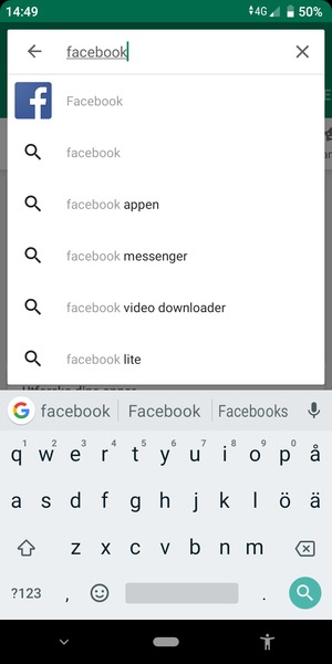 Ange app-namnet och välj Sök
