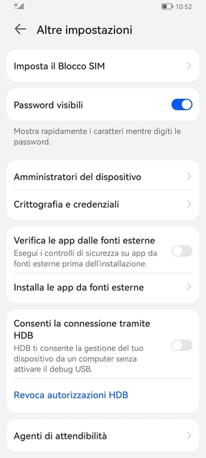 Seleziona Imposta il blocco SIM