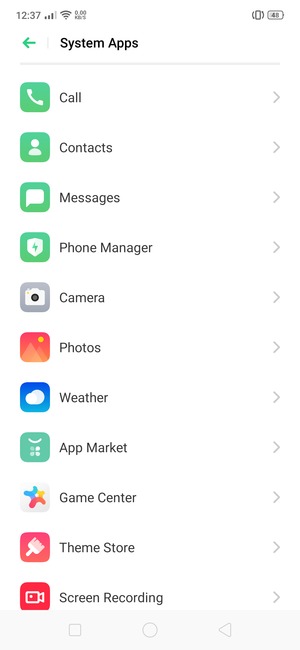 Scroll to and select Contacts