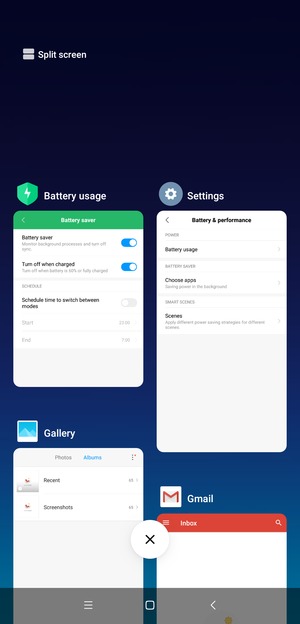 Select the Delete icon to close running apps