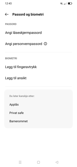 Velg Angi låseskjermpassord