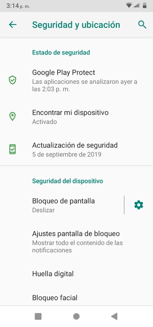 Seleccione Bloqueo de pantalla