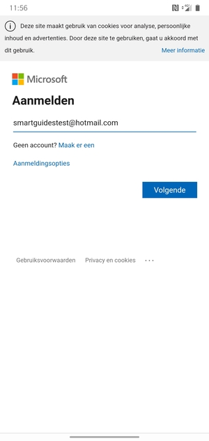Voer uw e-mailadres in en selecteer Volgende