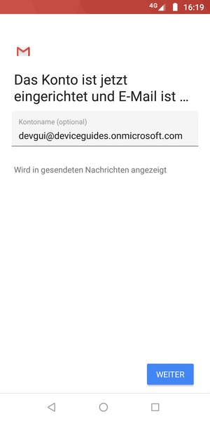 Geben Sie Ihrem Konto einen Namen und wählen Sie WEITER
