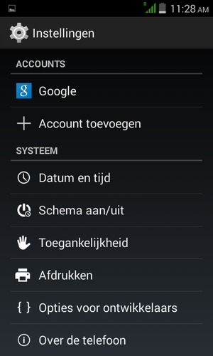 Scroll naar en selecteer Over de telefoon