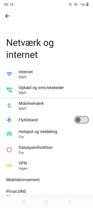 Vælg Hotspot og netdeling