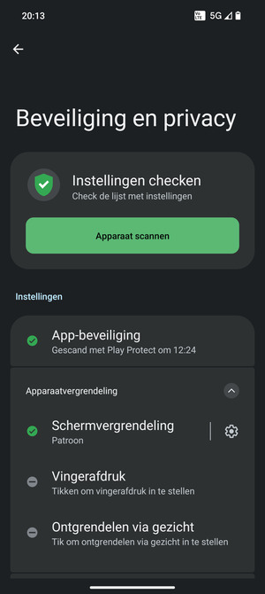 Uw telefoon is nu beveiligd met een schermvergrendeling