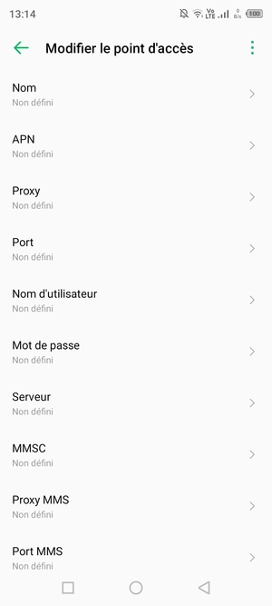 Sélectionnez le bouton du Menu