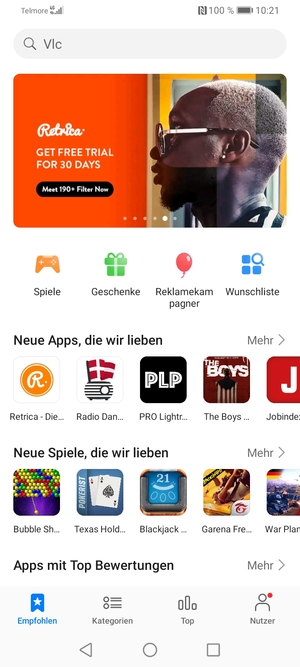 Wählen Sie die Suchleiste