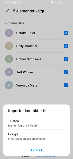 Velg din Google-konto