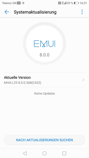 Falls Ihr Handy aktualisiert ist, wird Ihnen der folgende Bildschirm angezeigt