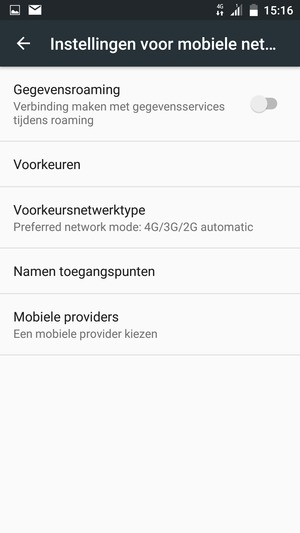 Selecteer Voorkeursnetwerktype