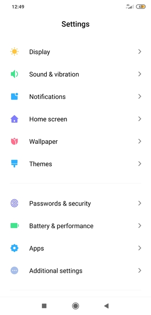 Scroll to and select Password & security