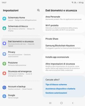 Scorri e seleziona Altre impostazioni di sicurezza