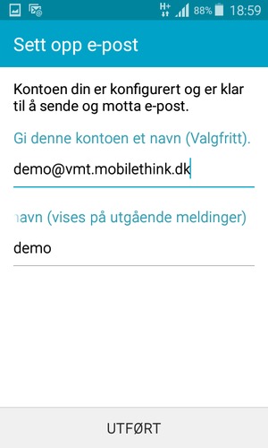 Gi kontoen din et navn, og skriv inn navnet ditt. Velg UTFØRT
