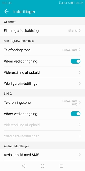 Scroll til SIM 1 eller SIM 2 og vælg Yderligere indstillinger