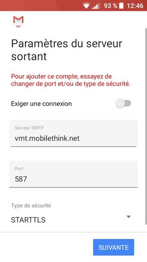 Sélectionnez Type de sécurité