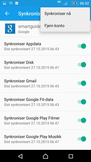 Velg Synkroniser nå