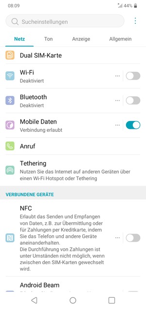 Wählen Sie Allgemein