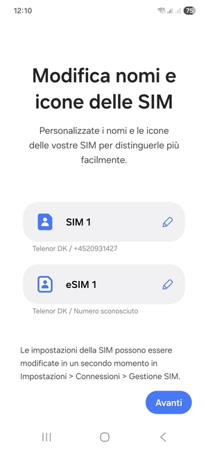 Seleziona Avanti