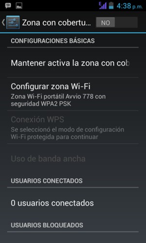 Seleccione Configurar zona Wi-Fi