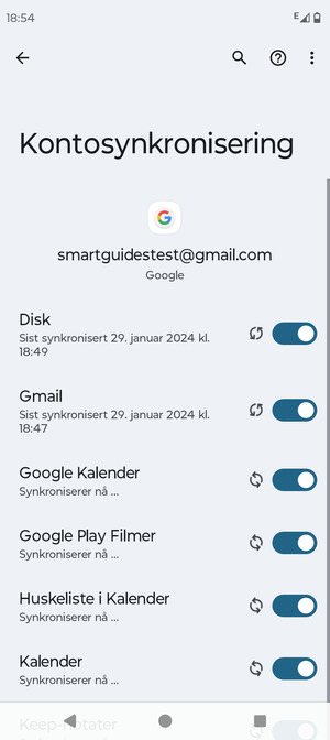 Din informasjon blir synkronisert
