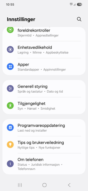 Bla til og velg Programvareoppdatering