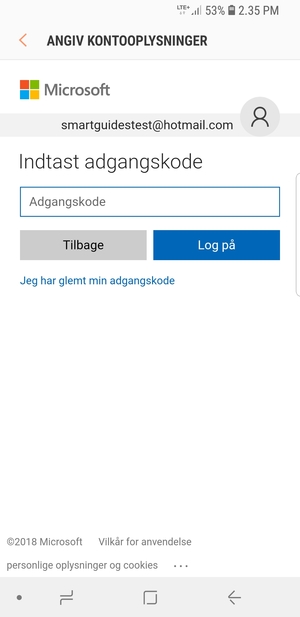 Indtast din adgangskode og vælg Log på